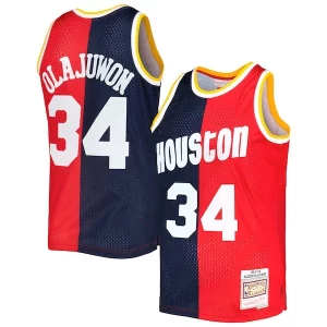 Hakeem Olajuwon Houston Rockets Hardwood Classics 1993/94 Split Swingman Jersey Navy/Red