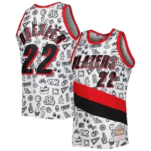 Clyde Drexler Portland Trail Blazers 1991-92 Hardwood Classics Doodle Swingman Jersey White
