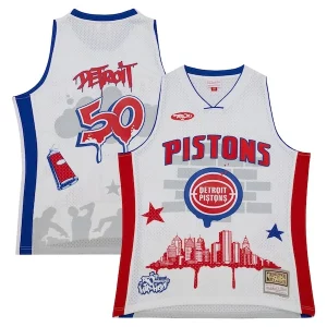 Detroit Pistons x Tats Cru Hardwood Classics Fashion Jersey White