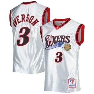 Allen Iverson Philadelphia 76ers 2000/01 Hardwood Classics 75th Anniversary Swingman Jersey Platinum