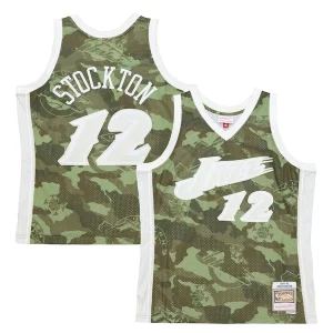 John Stockton Utah Jazz Hardwood Classics 1998/99 Ghost Green Swingman Jersey Camo