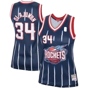 Hakeem Olajuwon Houston Rockets Women's Hardwood Classics Swingman Jersey Navy/Red