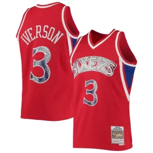 Allen Iverson Philadelphia 76ers 1996/97 Hardwood Classics NBA 75th Anniversary Diamond Swingman Jersey Red