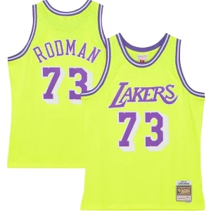 Dennis Rodman Los Angeles Lakers Hardwood Classics 1998/99 Tropical Swingman Jersey Neon Yellow