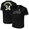 Giannis Antetokounmpo Milwaukee Bucks Profile Big & Tall Name & Number Button-Up Jersey Black