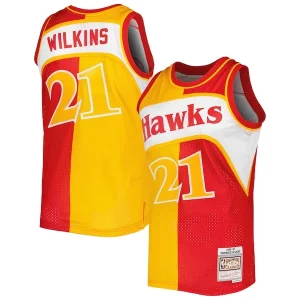 Dominique Wilkins Atlanta Hawks Hardwood Classics 1986/87 Split Swingman Jersey Yellow/Red