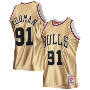 Dennis Rodman Chicago Bulls 75th Anniversary 1997/98 Hardwood Classics Swingman Jersey Gold