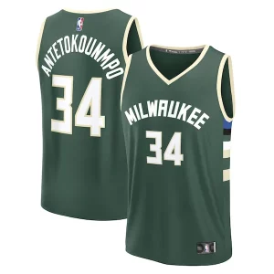 Giannis Antetokounmpo Milwaukee Bucks Fast Break Replica Player Jersey Icon Edition Hunter Green