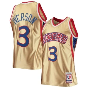 Allen Iverson Philadelphia 76ers 75th Anniversary 1996/97 Hardwood Classics Swingman Jersey Gold