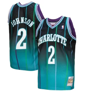 Larry Johnson Charlotte Hornets 1992/93 Hardwood Classics Fadeaway Swingman Player Jersey Teal/Black