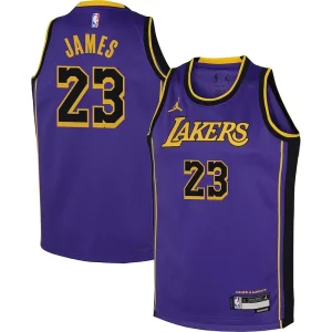 LeBron James Los Angeles Lakers Jordan Brand Youth Performance Swingman Jersey Statement Purple