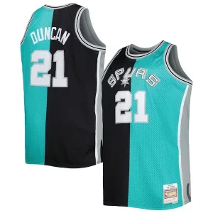 Tim Duncan San Antonio Spurs Big & Tall Hardwood Classics 1998/99 Split Swingman Jersey Black/Teal