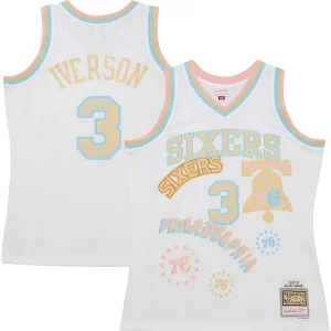 Allen Iverson Philadelphia 76ers 2002/03 Swingman Sidewalk Sketch Jersey White