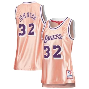 Magic Johnson Los Angeles Lakers Women's 75th Anniversary Rose Gold 1984 Swingman Jersey Pink