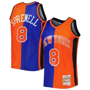 Latrell Sprewell New York Knicks Hardwood Classics 1998/99 Split Swingman Jersey Blue/Orange