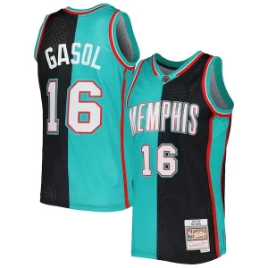 Pau Gasol Memphis Grizzlies Hardwood Classics 2001/02 Split Swingman Jersey Black/Turquoise