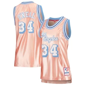 Shaquille O'Neal Los Angeles Lakers Women's 75th Anniversary Rose Gold 1996 Swingman Jersey Pink