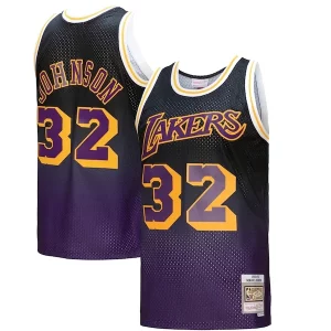 Magic Johnson Los Angeles Lakers 1984/85 Hardwood Classics Fadeaway Swingman Player Jersey Purple/Black/Gold