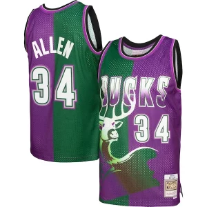 Ray Allen Milwaukee Bucks Hardwood Classics 1996/97 Split Swingman Jersey Green/Purple