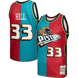 Grant Hill Detroit Pistons Hardwood Classics 1999/00 Split Swingman Jersey Teal/Red