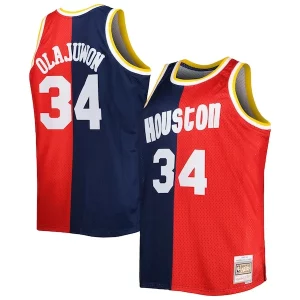 Hakeem Olajuwon Houston Rockets Big & Tall Hardwood Classics 1993/94 Split Swingman Jersey Navy/Red