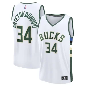 Giannis Antetokounmpo Milwaukee Bucks Fast Break Replica Player Jersey Association Edition White