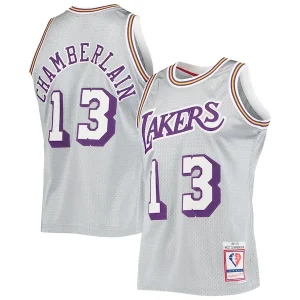 Wilt Chamberlain Los Angeles Lakers 75th Anniversary 1971/72 Hardwood Classics Swingman Jersey Silver