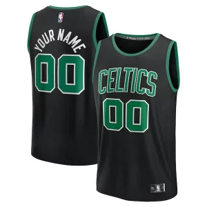 Boston Celtics Youth Custom Fast Break Jersey Black Statement Edition/Kelly Green/White