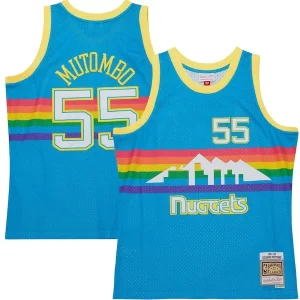 Dikembe Mutombo Denver Nuggets Hardwood Classics 1991/92 Tropical Swingman Jersey Blue